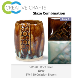 Root Beer SW-203 over Celadon Bloom SW-150 Stoneware Combination